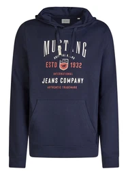 MUSTANG Kapuzenpullover Printed Hoodie Bennet Regular Fit Streetware Sweatshirt Dunkelblau/Lila/Blau