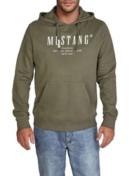 MUSTANG Kapuzenpullover Printed Hoodie Bennet Regular Fit Streetware Sweatshirt Dunkelgrün/Grün