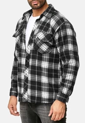 Egomaxx Langarmhemd Fleece Hemd Holzfäller Arbeiterjacke (2595) Grau/Schwarz (2595)