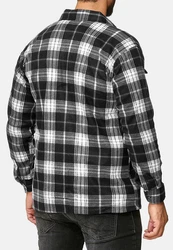 Egomaxx Langarmhemd Fleece Hemd Holzfäller Arbeiterjacke (2595) Grau/Schwarz (2595)