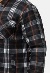 Egomaxx Langarmhemd Fleece Hemd Holzfäller Arbeiterjacke (2595) Dunkelblau/Braun (2595)