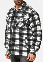 Egomaxx Langarmhemd Fleece Hemd Holzfäller Arbeiterjacke (2595) Weiß/Grau (2595)