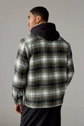 Next Hemdjacke mit Teddyfutter und Kapuze Dunkelgrün/Creme/Grün