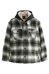 Hemdjacke Karierte Hemdjacke mit Teddyfutter und Kapuze (1-St)