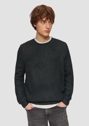QS Strickpullover mit Rippstruktur Dunkelgrau/Schwarz/Dunkelblau/Dunkelgrün