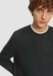 QS Strickpullover mit Rippstruktur Dunkelgrau/Schwarz/Dunkelblau/Dunkelgrün