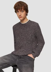 QS Strickpullover mit Rippstruktur Dunkelrot/Grau/Dunkelgrau