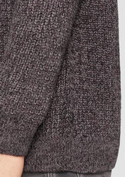 QS Strickpullover mit Rippstruktur Dunkelrot/Grau/Dunkelgrau