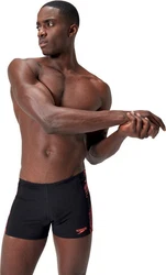 Speedo Badehose Mens Tech Panel Aquashort SCHWARZ/SIRENENROT