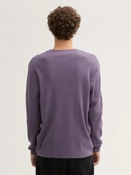 TOM TAILOR Strickpullover Longsleeve Rundhalspullover Lila/Fliederfarben/Grau