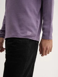 TOM TAILOR Strickpullover Longsleeve Rundhalspullover Lila/Fliederfarben/Grau