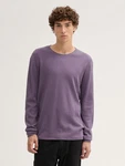 TOM TAILOR Strickpullover Longsleeve Rundhalspullover Lila/Fliederfarben/Grau