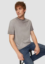 QS Kurzarmshirt Rundhalsausschnitt Garment Dye Braun/Grau/Beige/Khaki