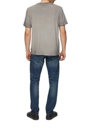 QS Kurzarmshirt Rundhalsausschnitt Garment Dye Braun/Grau/Beige/Khaki