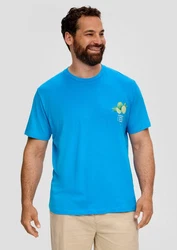 s.Oliver Kurzarmshirt Jerseyshirt mit Artwork Blau
