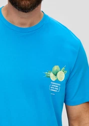 s.Oliver Kurzarmshirt Jerseyshirt mit Artwork Blau