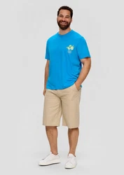 s.Oliver Kurzarmshirt Jerseyshirt mit Artwork Blau