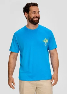 s.Oliver Kurzarmshirt Jerseyshirt mit Artwork Blau