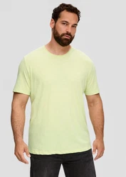 s.Oliver Kurzarmshirt T-Shirt mit Flammgarn-Struktur und Logo-Print Hellgrün/Neonfarben/Grün
