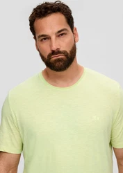 s.Oliver Kurzarmshirt T-Shirt mit Flammgarn-Struktur und Logo-Print Hellgrün/Neonfarben/Grün