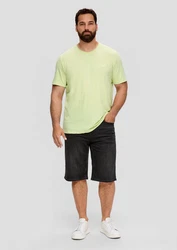 s.Oliver Kurzarmshirt T-Shirt mit Flammgarn-Struktur und Logo-Print Hellgrün/Neonfarben/Grün