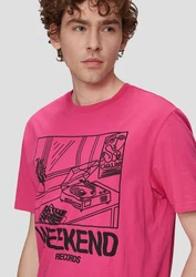 QS Kurzarmshirt mit Frontprint Rosa