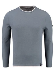Strickpullover Stefano fr Herren double Layer Look einfarbig krperbetont MSW00153