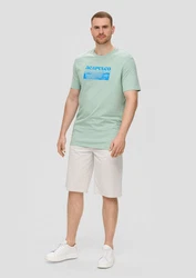 s.Oliver Kurzarmshirt Crew-Neck-Shirt Frontprint Grün/Hellgrün/Hellblau
