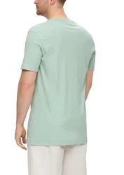 s.Oliver Kurzarmshirt Crew-Neck-Shirt Frontprint Grün/Hellgrün/Hellblau