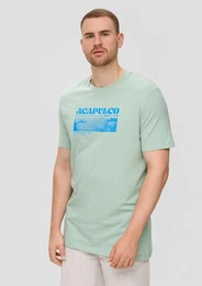 Kurzarmshirt Crew-Neck-Shirt mit Frontprint aus Baumwoll-Jersey Artwork