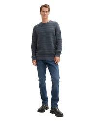TOM TAILOR Crewneck Strickpullover Grau/Dunkelblau/Dunkelgrau