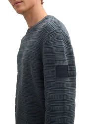 TOM TAILOR Crewneck Strickpullover Grau/Dunkelblau/Dunkelgrau