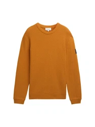 TOM TAILOR Crewneck Strickpullover Gelb/Braun