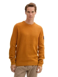 TOM TAILOR Crewneck Strickpullover Gelb/Braun