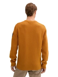 TOM TAILOR Crewneck Strickpullover Gelb/Braun