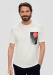 s.Oliver Kurzarmshirt T-Shirt mit Artwork Weiß/Creme/Rot/Braun