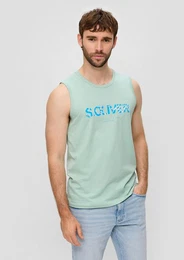 Shirttop rmelloses Baumwoll-Shirt mit Frontprint Rippblende