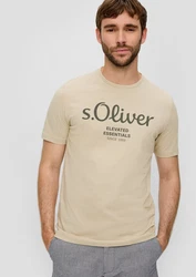 s.Oliver Kurzarmshirt T-Shirt Label-Print Artwork Silber/Khaki/Gelb/Grau/Braun