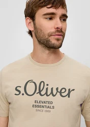 s.Oliver Kurzarmshirt T-Shirt Label-Print Artwork Silber/Khaki/Gelb/Grau/Braun