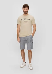 s.Oliver Kurzarmshirt T-Shirt Label-Print Artwork Silber/Khaki/Gelb/Grau/Braun