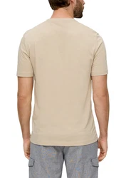 s.Oliver Kurzarmshirt T-Shirt Label-Print Artwork Silber/Khaki/Gelb/Grau/Braun