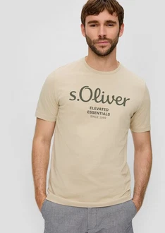 s.Oliver Kurzarmshirt T-Shirt Label-Print Artwork Silber/Khaki/Gelb/Grau/Braun s.Oliver Kurzarmshirt T-Shirt Label-Print Artwork Silber/Khaki/Gelb/Grau/Braun