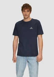 QS T-Shirt mit Front- und Rückenprint enzian/weiß