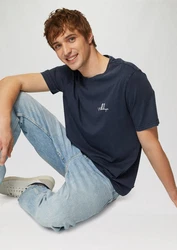 QS T-Shirt mit Front- und Rückenprint enzian/weiß