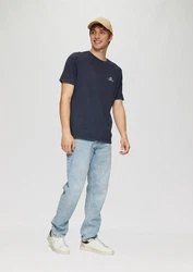 QS T-Shirt mit Front- und Rückenprint enzian/weiß