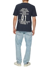 QS T-Shirt mit Front- und Rückenprint enzian/weiß