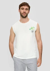 s.Oliver Shirttop Tanktop mit Frontprint Artwork Weiß/Creme/Mintgrün/Grün