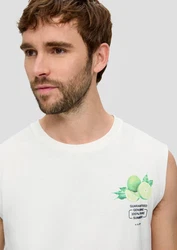 s.Oliver Shirttop Tanktop mit Frontprint Artwork Weiß/Creme/Mintgrün/Grün