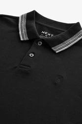 Next Poloshirt Pikee im Regular Fit mit Kragenstreifen Schwarz/Dunkelblau