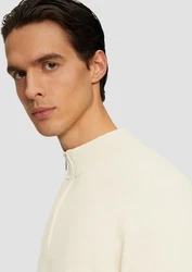 s.Oliver BLACK LABEL Strickpullover mit Troyer-Kragen Weiß/Beige/Gelb/Khaki/Creme/Orange